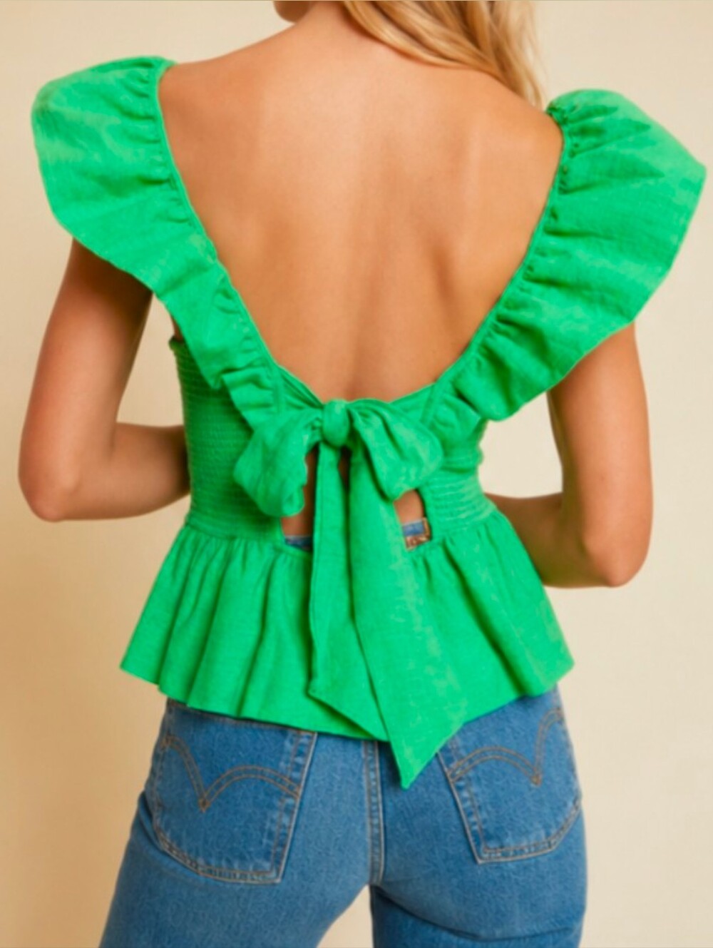 Nation LTD Jenny Fused Ruffle Tank Kelly Green Size XS